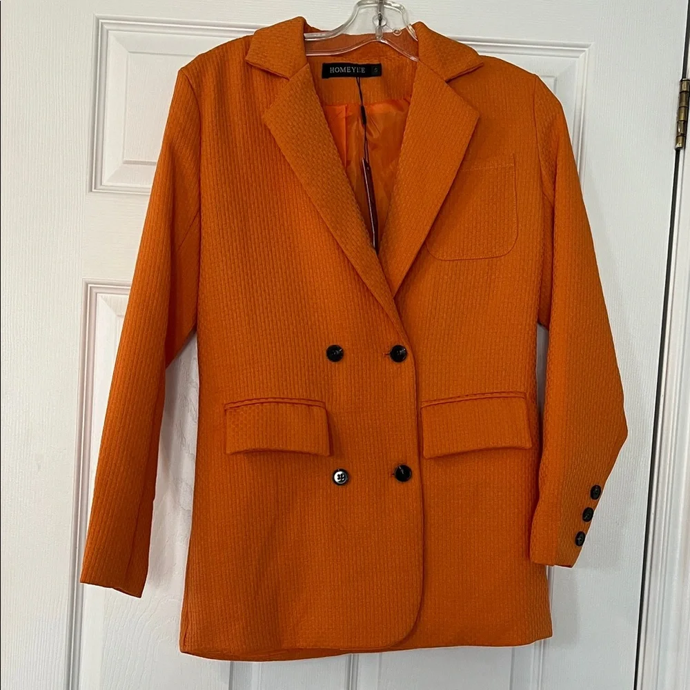 Homeyee Women's Vibrant Orange Blazer - Picture 1 of 4